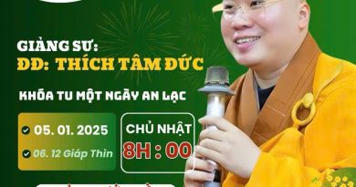 Thư mời tham dự khóa tu “Một ngày An Lạc” lần thứ 131 tại chùa Phước Điền